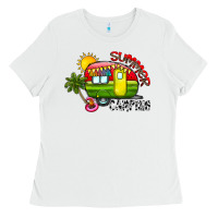 White summer camping Ladies Tee - CowhideDigitalArt