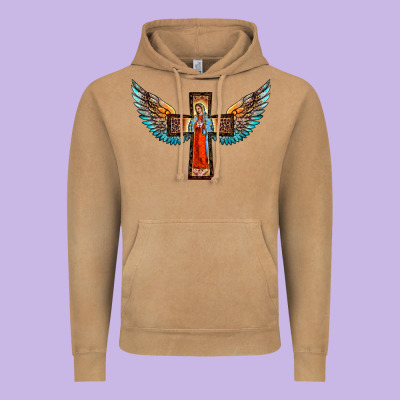 Our Lady Of Guadalupe Cross With Wings Vintage Hoodie Designed By Barkaloodesign