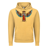 Vintage Mustard our lady of guadalupe cross with wings Vintage Hoodie - BarkalooDesign