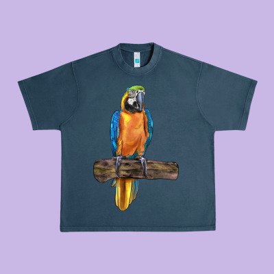 Blue Throated Macaw Urban Heavy Tee Designed By Lillyallendesigns