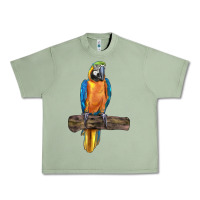 Oil Green blue throated macaw Urban Heavy Tee - LillyAllenDesigns