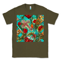 Army Green faith coffee cup and cross with leopard and roses seamless pattern bbs Classic Tee - BundleAndBundleShop