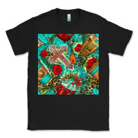 Black faith coffee cup and cross with leopard and roses seamless pattern bbs Classic Tee - BundleAndBundleShop