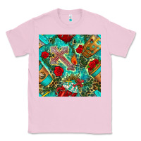 Bubblegum Pink faith coffee cup and cross with leopard and roses seamless pattern bbs Classic Tee - BundleAndBundleShop