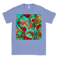 Colony Blue faith coffee cup and cross with leopard and roses seamless pattern bbs Classic Tee - BundleAndBundleShop