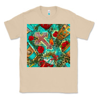 Mushroom faith coffee cup and cross with leopard and roses seamless pattern bbs Classic Tee - BundleAndBundleShop