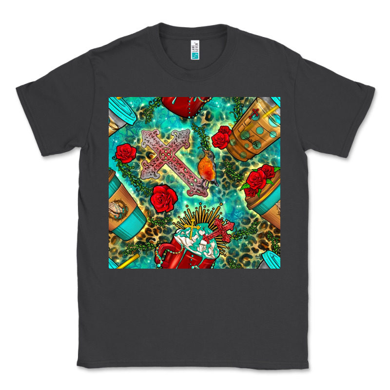 Faith Coffee Cup And Cross With Leopard And Roses Seamless Pattern Bbs Classic Tee by BundleAndBundleShop | Teevron