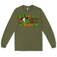 Army Green st patricks one lucky heifer baby cow Long Sleeve Tee - Artiststas