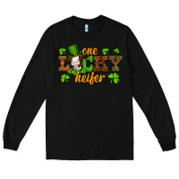 Black st patricks one lucky heifer baby cow Long Sleeve Tee - Artiststas