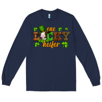 Navy st patricks one lucky heifer baby cow Long Sleeve Tee - Artiststas