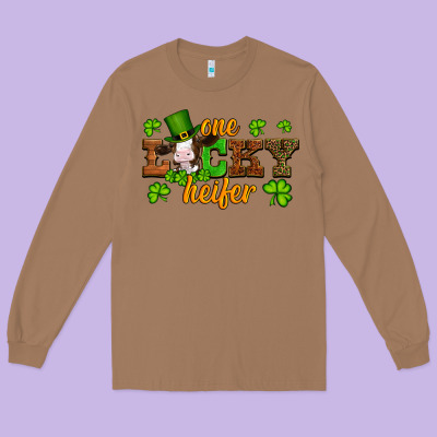 St Patricks One Lucky Heifer Baby Cow Long Sleeve Tee Designed By Artiststas