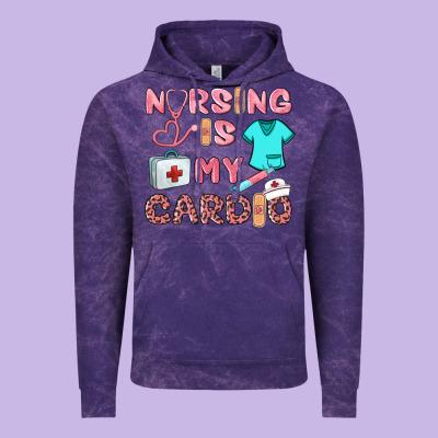 Nursing Is My Cardio Vintage Hoodie Designed By Barkaloodesign