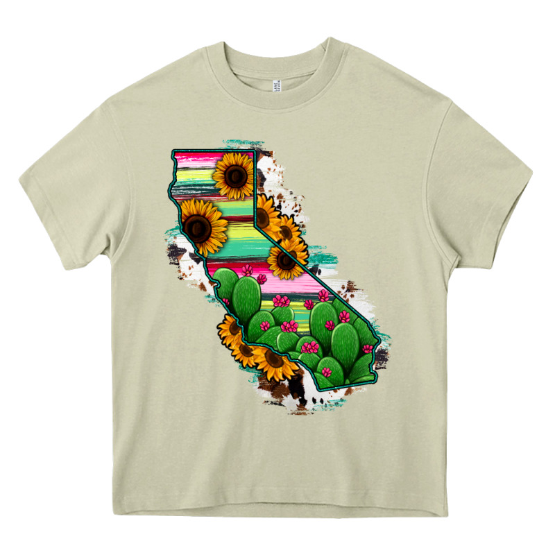 California Map Sunflower Cactus Serape Heavy Core Tee by RanaPortraitStore | Teevron