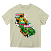 Mossy California Map Sunflower Cactus Serape Heavy Core Tee - RanaPortraitStore