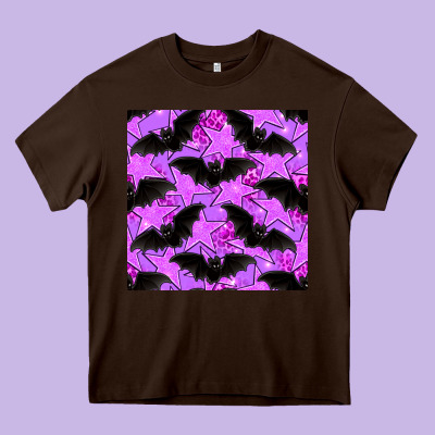 Halloween Bat And Stars Seamless Pattern Heavy Core Tee Designed By Bundleandbundleshop
