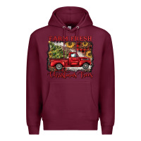 Burgundy farm fresh christmas trees Premium Hoodie - BarkalooDesign