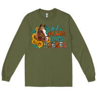 Army Green just a girl who loves horses Long Sleeve Tee - Artiststas