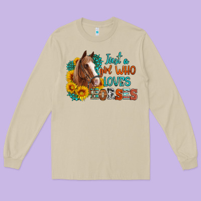 Just A Girl Who Loves Horses Long Sleeve Tee Designed By Artiststas