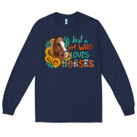 Navy just a girl who loves horses Long Sleeve Tee - Artiststas