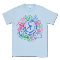 Dusty Blue bon voyage travel stamp t shirt Classic Tee - linhVisuals