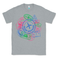 Heather Grey bon voyage travel stamp t shirt Classic Tee - linhVisuals