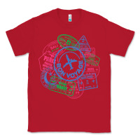 Red bon voyage travel stamp t shirt Classic Tee - linhVisuals