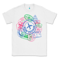 White bon voyage travel stamp t shirt Classic Tee - linhVisuals