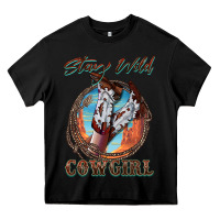 Black Stay Wild Cowgirl Heavy Core Tee - FaDigitalArtStudio