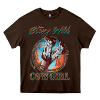 Chocolate Brown Stay Wild Cowgirl Heavy Core Tee - FaDigitalArtStudio