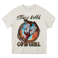 Cream Stay Wild Cowgirl Heavy Core Tee - FaDigitalArtStudio