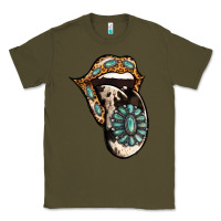 Army Green Turquoise Gemstone Leopard Cowhide Tongue Classic Tee - Jasminsmagicworld