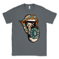 Charcoal Heather Turquoise Gemstone Leopard Cowhide Tongue Classic Tee - Jasminsmagicworld