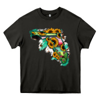 Asphalt Florida Map Sunflower Cactus Serape Heavy Core Tee - RanaPortraitStore