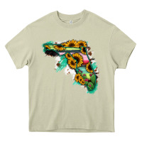 Mossy Florida Map Sunflower Cactus Serape Heavy Core Tee - RanaPortraitStore