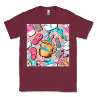 Burgundy hospital nurse coffee cups with leopard seamless pattern bbs Classic Tee - BundleAndBundleShop