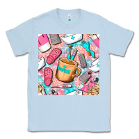 Dusty Blue hospital nurse coffee cups with leopard seamless pattern bbs Classic Tee - BundleAndBundleShop