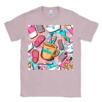Lilac hospital nurse coffee cups with leopard seamless pattern bbs Classic Tee - BundleAndBundleShop