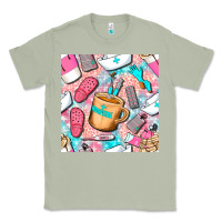 Matcha hospital nurse coffee cups with leopard seamless pattern bbs Classic Tee - BundleAndBundleShop