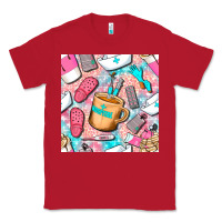 Red hospital nurse coffee cups with leopard seamless pattern bbs Classic Tee - BundleAndBundleShop