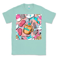 Seafoam hospital nurse coffee cups with leopard seamless pattern bbs Classic Tee - BundleAndBundleShop