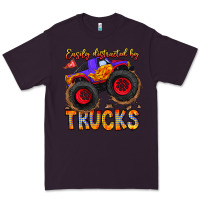 Plum Easily Distracted By Trucks Premium Tee - CowhideDigitalArt