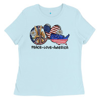 Baby Blue peace love america Ladies Tee - SublimationCraftShop