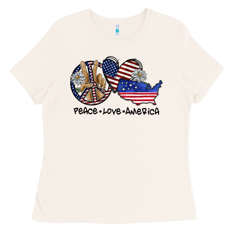 Peace Love America Ladies Tee by SublimationCraftShop | Teevron