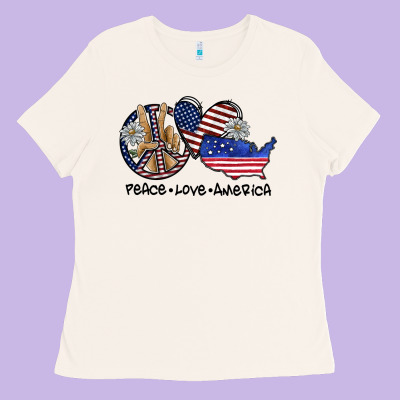 Peace Love America Ladies Tee Designed By Sublimationcraftshop