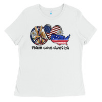 White peace love america Ladies Tee - SublimationCraftShop