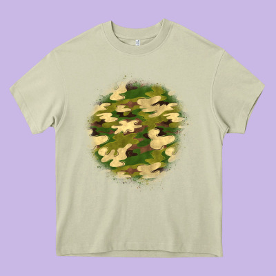 Camouflage Patch 2 Heavy Core Tee Designed By Bundleandbundleshop