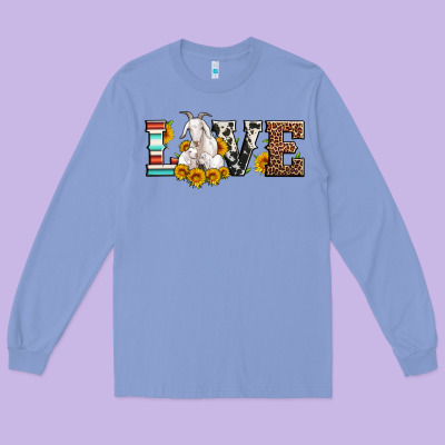 Love Goats Serape Cowhide Leopard Goat Family Long Sleeve Tee Designed By Artiststas