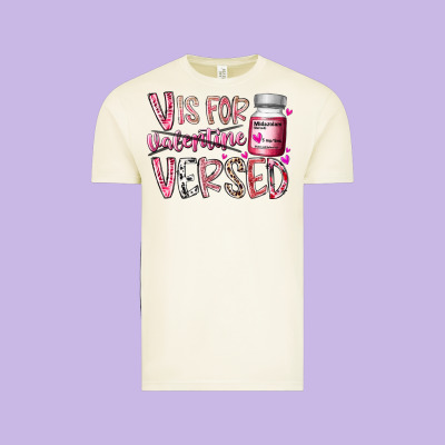 V Is For Valentine Versed Vintage Tee Designed By Racoondesign
