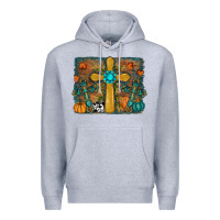 Heather Grey fall cross Premium Hoodie - RanaPortraitStore