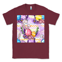 Burgundy Easter Eggs With Flowers Seamless Pattern Classic Tee - BundleAndBundleShop